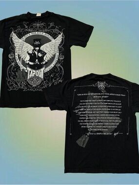 Tapout Black Short-Sleeve Tee with White Angel Graphic